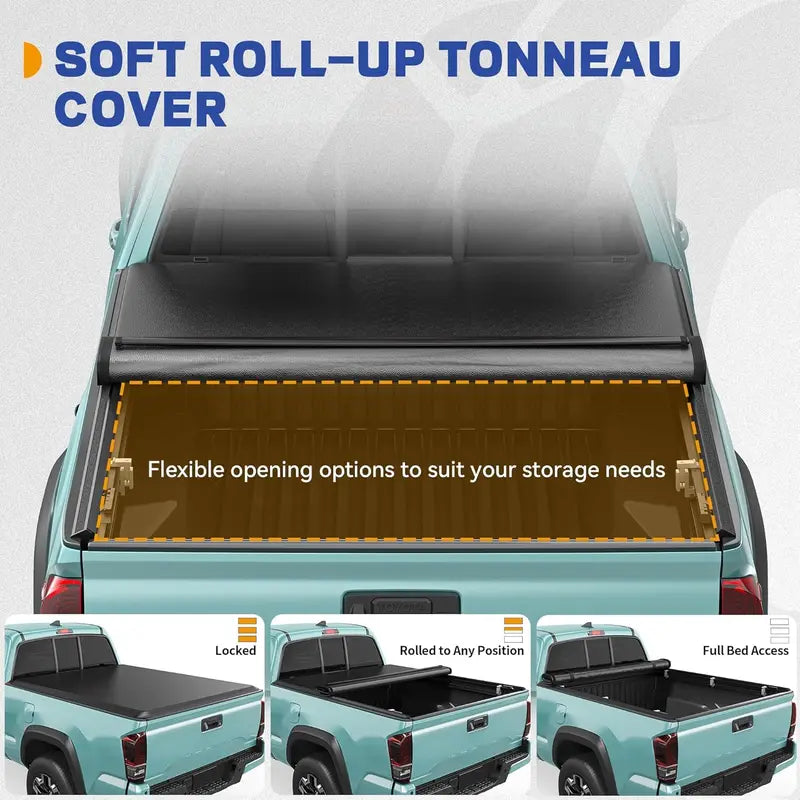 Soft Roll Up Tonneau Cover – Fits Chevy Silverado & GMC Sierra 1500 (2007–2026) 5.8 FT Bed