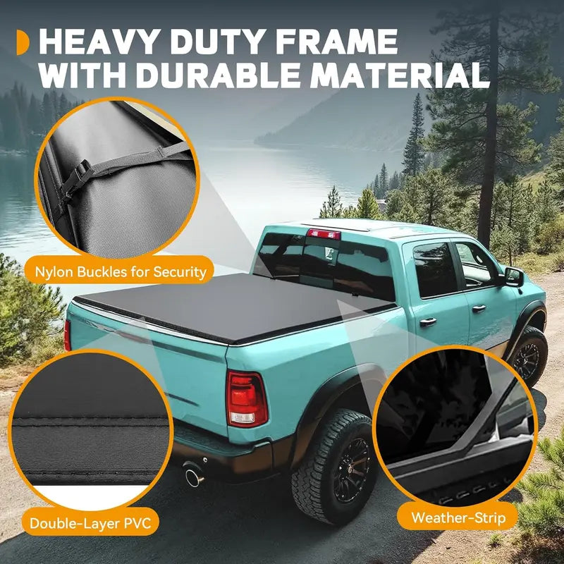 Soft Roll Up Tonneau Cover – Fits Chevy Silverado & GMC Sierra 1500 (2007–2026) 5.8 FT Bed